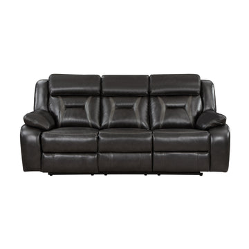 1Pc Living Room Furniture Modern Design Power Reclining Sofa Dark Grayfaux Leather Upholstery Usb Ports Contemporary Home Dark Gray,Light Gray Faux Leather Wood Primary Living Space Contemporary,Modern,Ultra Modern Pillow Top Arms Plywood,Solid Wood 3