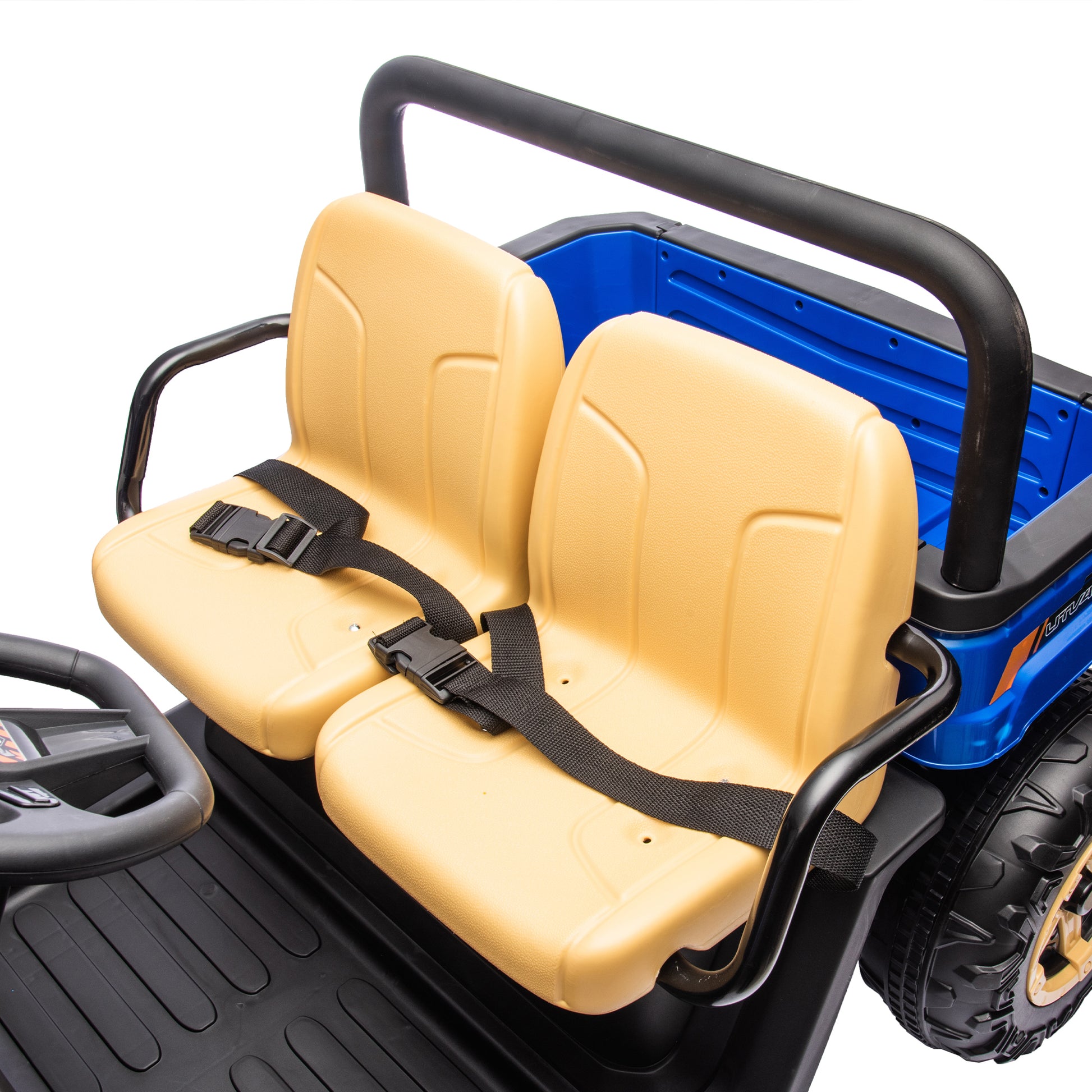 24V Xxxl Kids Ride On Utv W Parents Remote Control,Two Seater,Automatic Tipping Bucket,Rear Wheel Suspension,Slow Start,Portable Handle,Safety Belt,Led Light,Usb,Mp3,Bluetooth,Horn For Kids Aged 3 8. Blue 50 99 Lbs Polypropylene