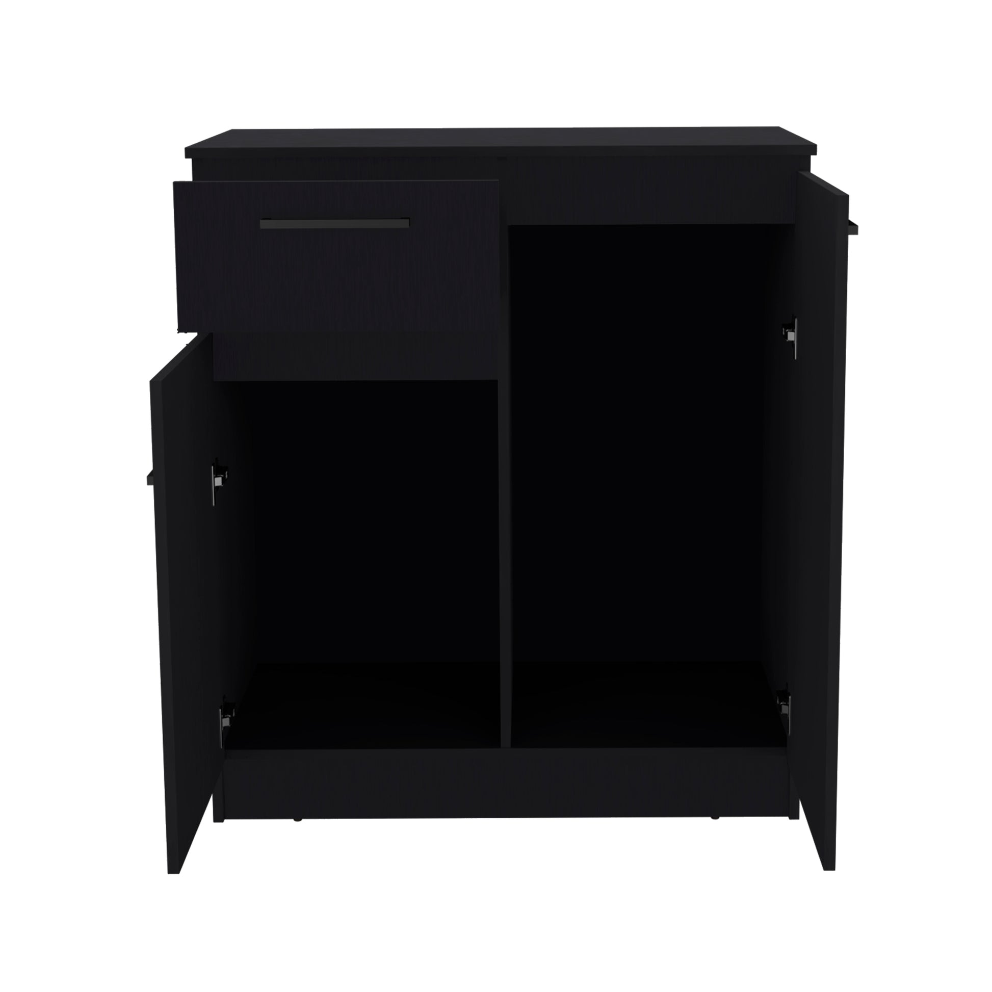 Dresser With 2 Door And Single Drawer, Black Black Solid Wood Mdf Engineered Wood