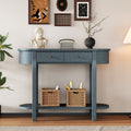 Elegant Retro Console Table With Curved Design And Smooth Glaze For Entryways, Living Rooms And Hallways Navy Navy Solid Wood Mdf
