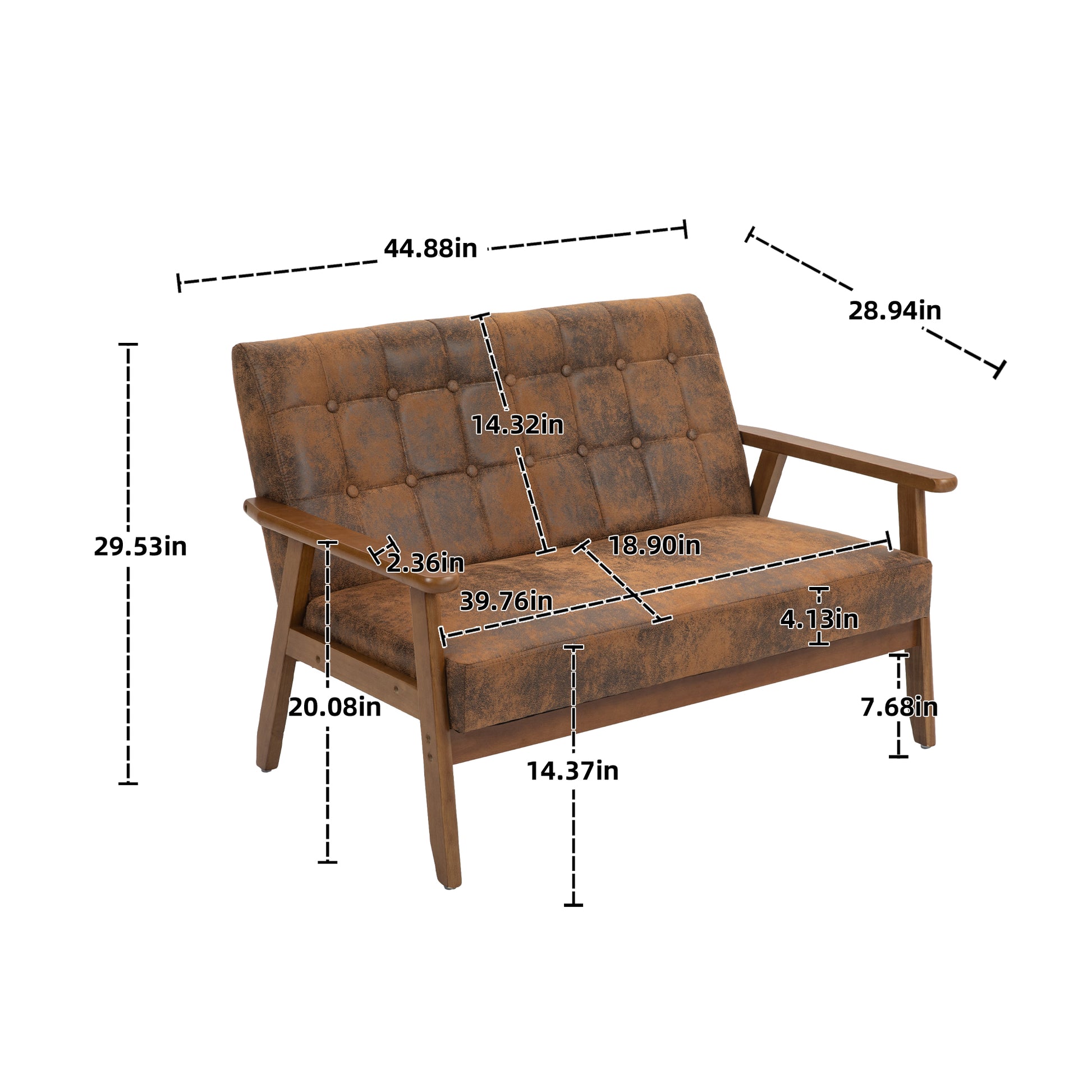 Coolmore Mid Century Modern Solid Loveseat Sofa Upholstered Microsuede Fabric Loveseat, 2 Seat Upholstered Loveseat Sofa Modern Couch Coffee Microsuede 2 Seat