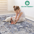 6X9 Blue Traditional Non Shedding Living Room Bedroom Dining Home Office Stylish And Stain Resistant Area Rug Blue Polyester