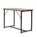 Console Table Brown Wood Stainless Steel