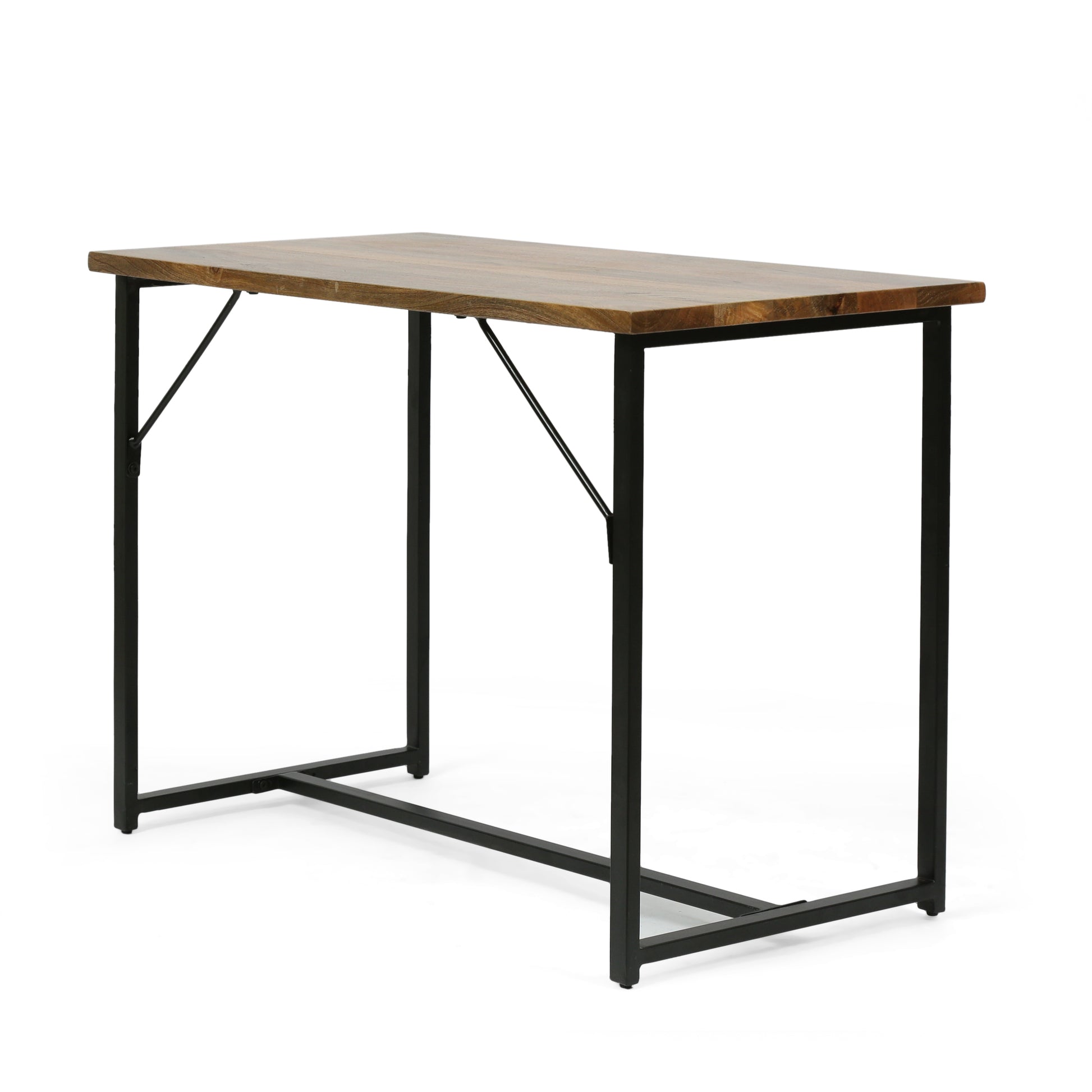 Console Table Brown Wood Stainless Steel