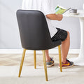 4 Modern Dining Chairs, Sleek Pu Leather Backrest, And Gold Metal Legs Bring A Comfortable Home Experience To The Kitchen, Bedroom, And Office. Black Pu