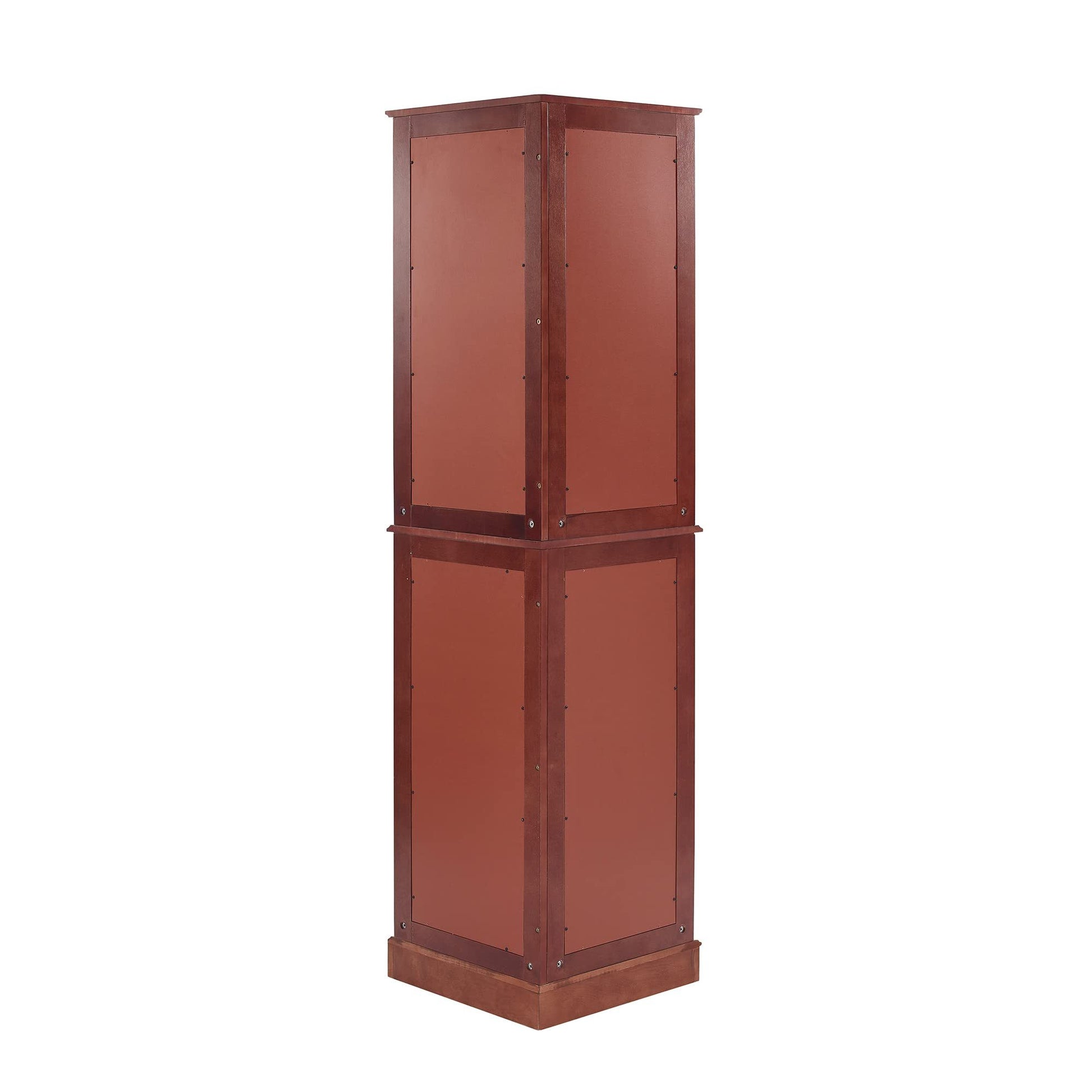 Corner Curio Dispaly Cabinet With Lights, Adjustable Tempered Glass Shelves, Mirrored Back,Cherry E26 Light Bulb Not Included Cherry Mdf