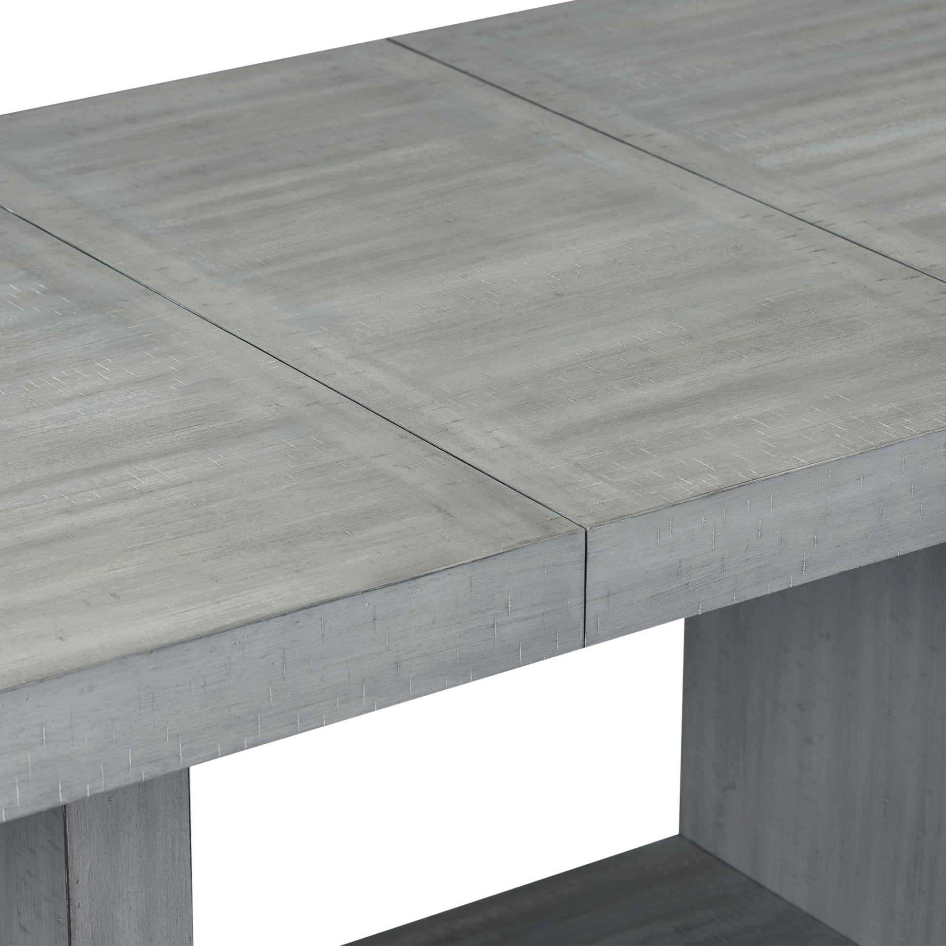 Contemporary 6 Piece 78Inch Extendable Pedestal Dining Table Set With 18Inch Removable Leaf And Dining Bench, 4 Upholstered Dining Chairs, Gray Gray Wood Dining Room Solid Wood Rubberwood Rectangular Dining Table With Chair And Bench Upholstered Chair
