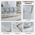 Table And Chair Set, Modern Dining Table, Imitation Marble White Top And Silver Legs, Soft And Comfortable Dining Chair, Perfect For Dinner, Meetings, Home And Office Decor Grey Silver Glass Metal