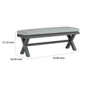 Asp 54 Inch Outdoor Bench, Gray Aluminum Frame, Soft Polyester Cushioning Gray Aluminum