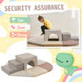 Soft Climb And Crawl Foam Playset 9 In 1Safe Soft Foam Nugget Block For Infants, Preschools, Toddlers, Kids Crawling And Climbing Indoor Active Play Structure Beige Foam