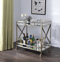 Kristensen Mirrored & Antique Gold Finish Serving Cart Antique Gold Metal,Mirror