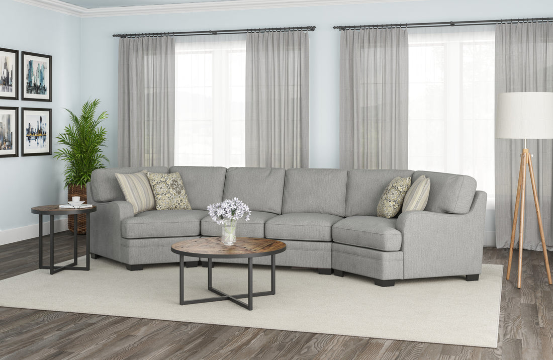 Berza Gray Cuddler Sectional Gray Foam Engineered Wood 4 Seat