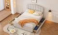 Full Size Upholstered Bed With 4 Storage Drawers,Wood Slat Support, Beige Full Beige Upholstered