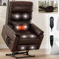 Brown Leatheraire Dual Motor Infinite Position Up To 350 Lbs Power Lift Recliner Chair With Power Remote, Heat Massage And Heavy Duty Motion Mechanism White Metal Primary Living Space Heavy Duty