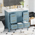 36'' Bathroom Vanity With Resin Sink Combo, Solid Wood Frame Bathroom Storage Cabinet, Freestanding Vanity Set With 5 Drawers& Soft Closing Doors Same As N710S136002M Blue Bathroom Solid Wood Mdf Resin