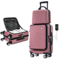 Carry On Luggage 20 Inch Front Open Luggage Lightweight Suitcase With Front Pocket And Usb Port, 1 Portable Carrying Case Rose Gold Abs