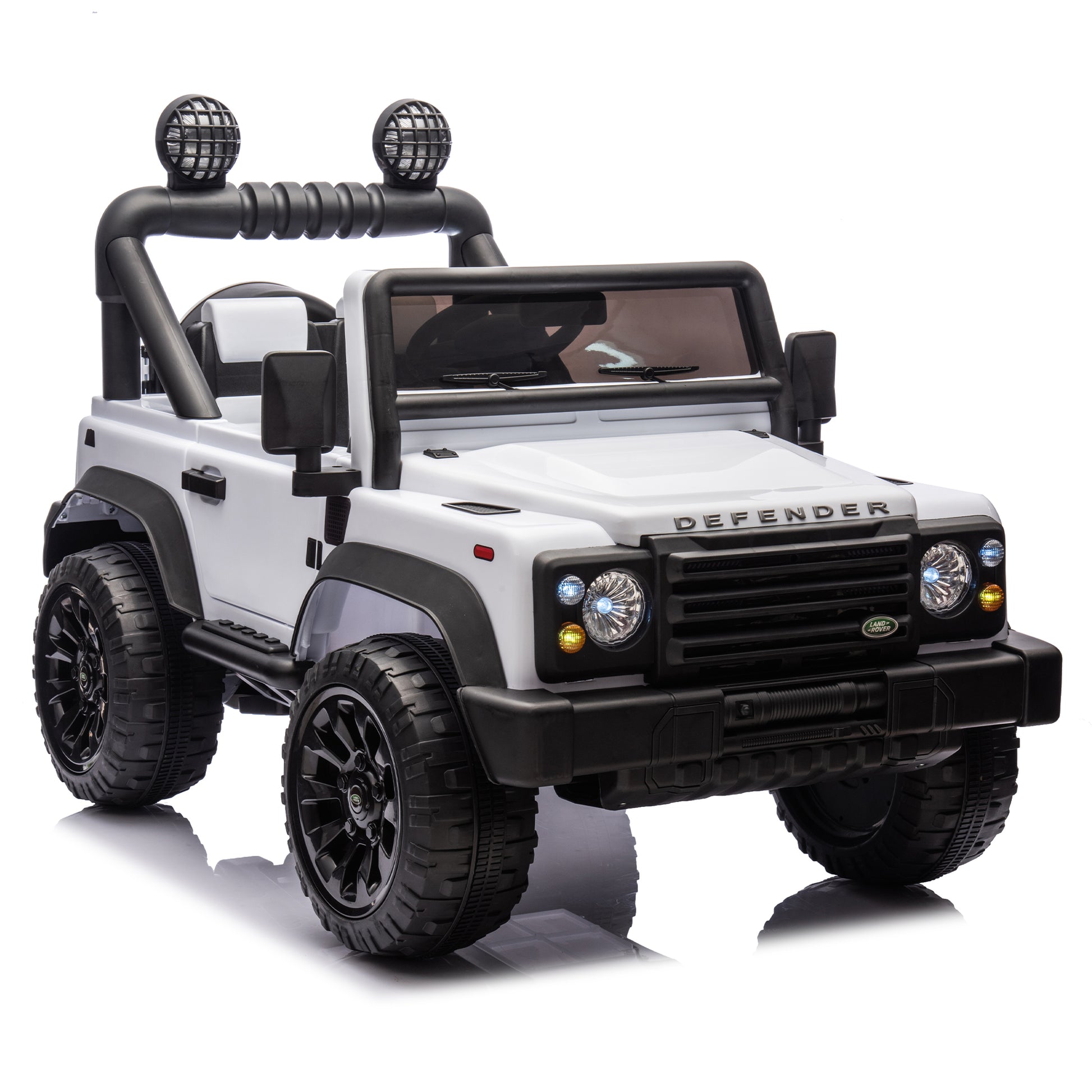 Licensed 2015 Land Rover Defender 90,24V Kids Ride On Xxl Car W Parents Control,2Wd,Four Wheel Suspension,Bluetooth,Mp3,Music,Power Display,Led Lights,Speeds 1.86 3.11Mph For Kids 3 7. White Polypropylene