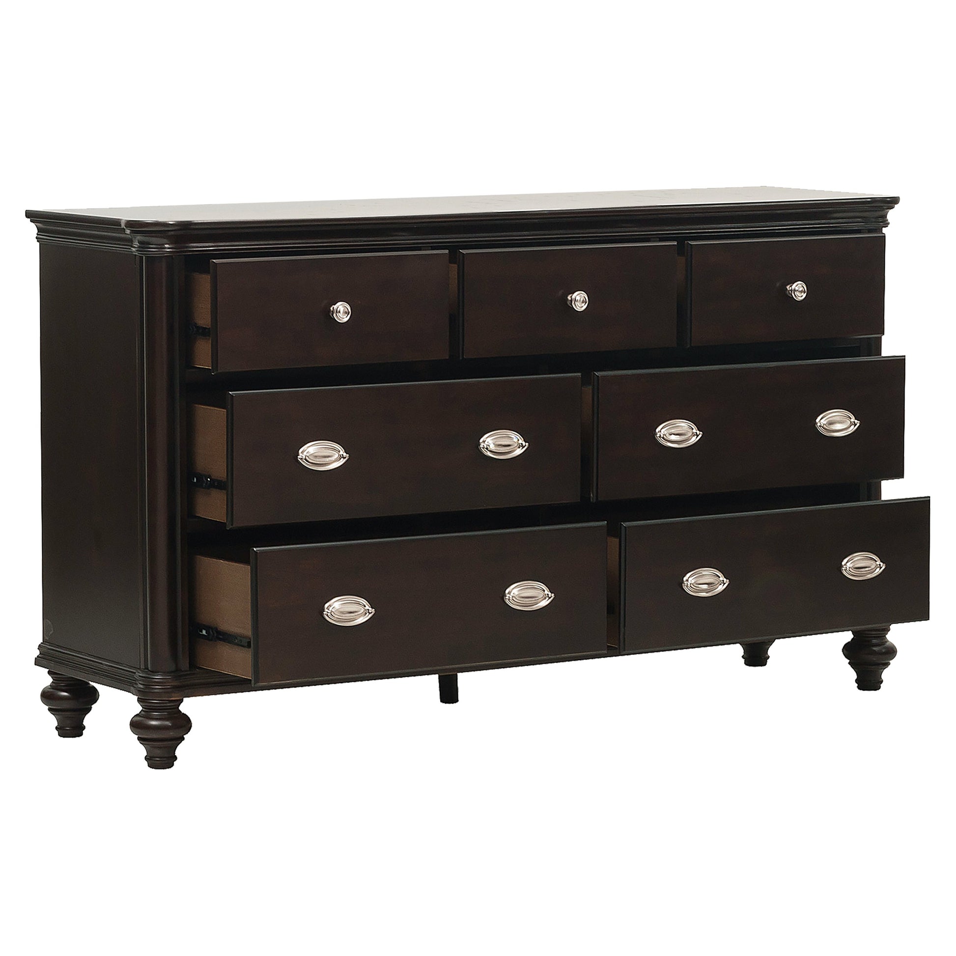 Dark Cherry Finish Classic Design Dresser Of 7X Drawers Wooden Bedroom Furniture 1Pc Cherry Wood