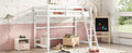 Twin Size High Loft Bed With Inclined Ladder, Guardrails,White Twin White American Design Pine