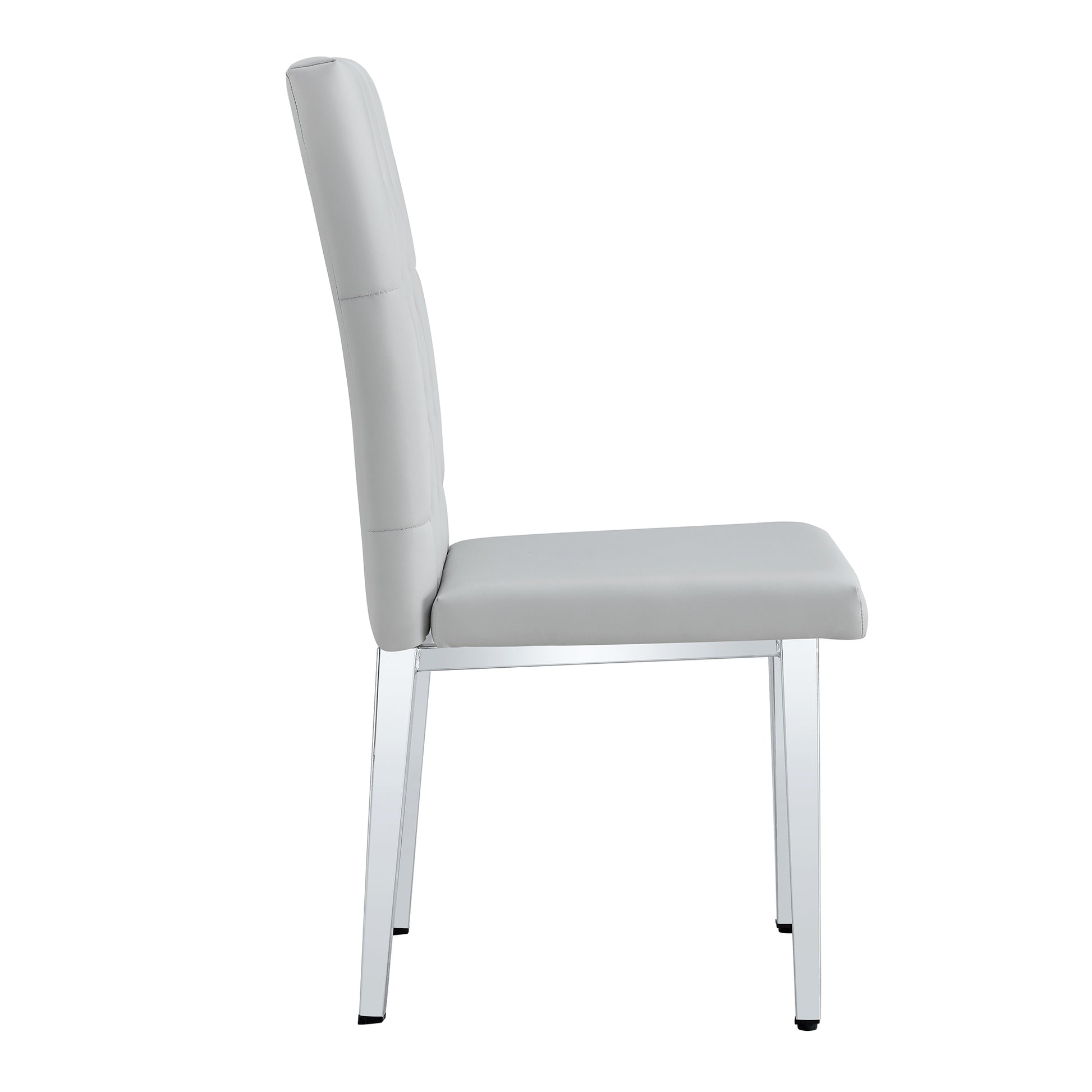 2 Piece Dining Chair, Modern Style Kitchen Upholstered High Back, Metal Leg Office Chair, Suitable For Dining Room, Office, Restaurant. Light Gray Pu