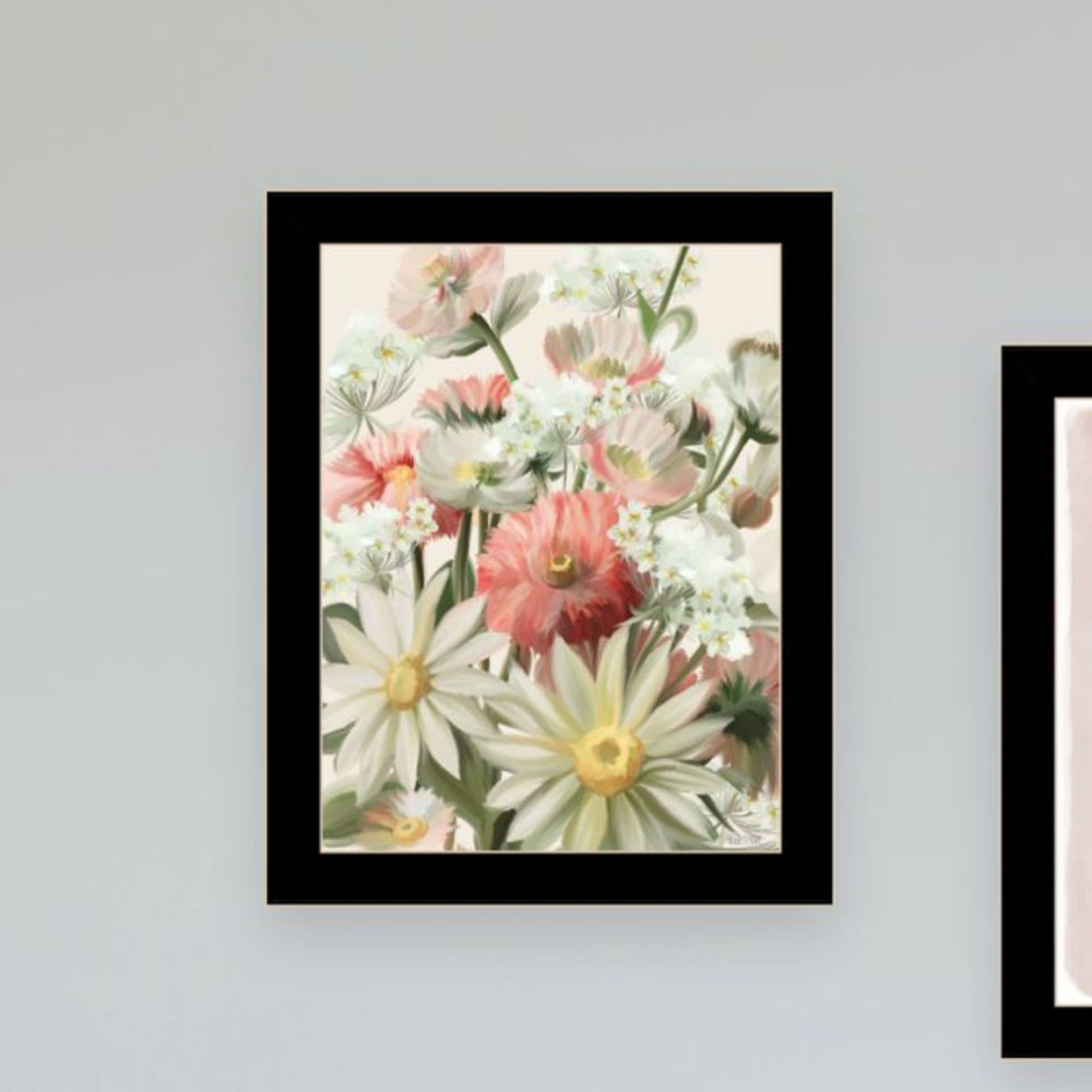 "Summer Wildflowers Just For You" Framed Wall Art For Living Room, Wall Art Print For Home Decor, Bedroom Wall Art By House Fenway Multicolor Wood Paper