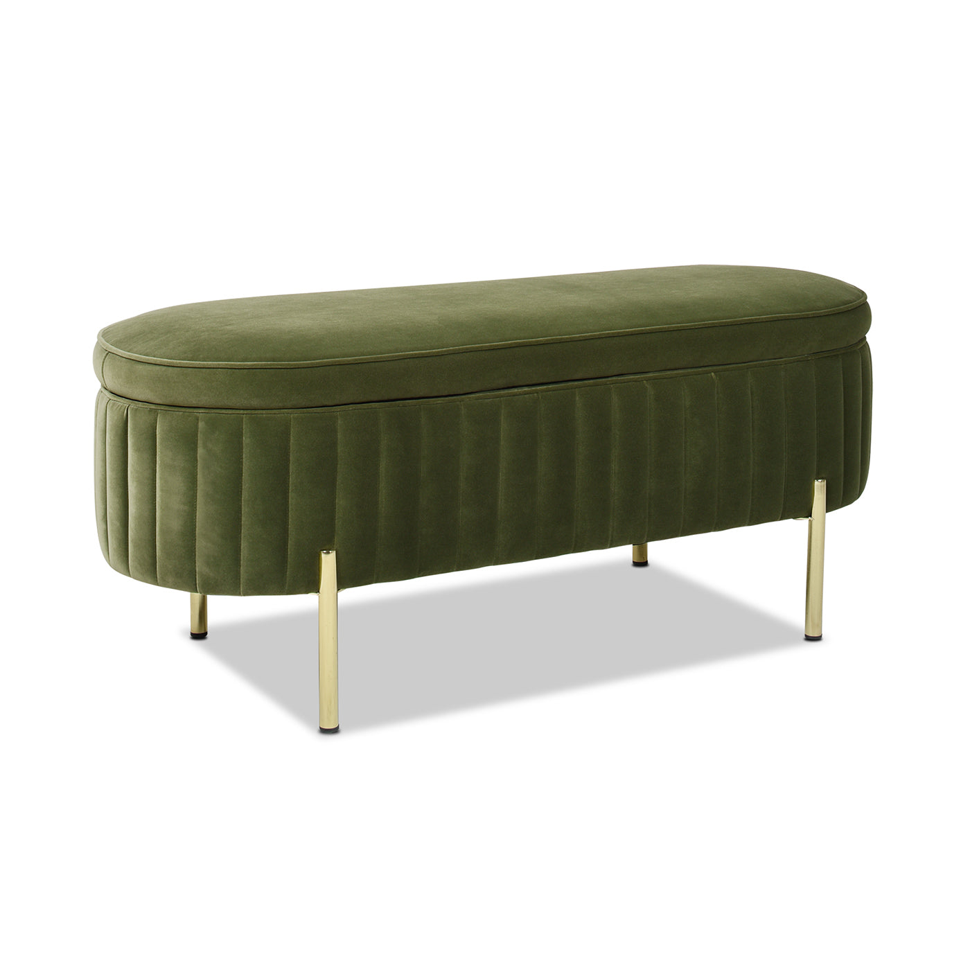 Chloe Modern Glam Storage Bench, Olive Green Performance Velvet Olive Green Foam Velvet