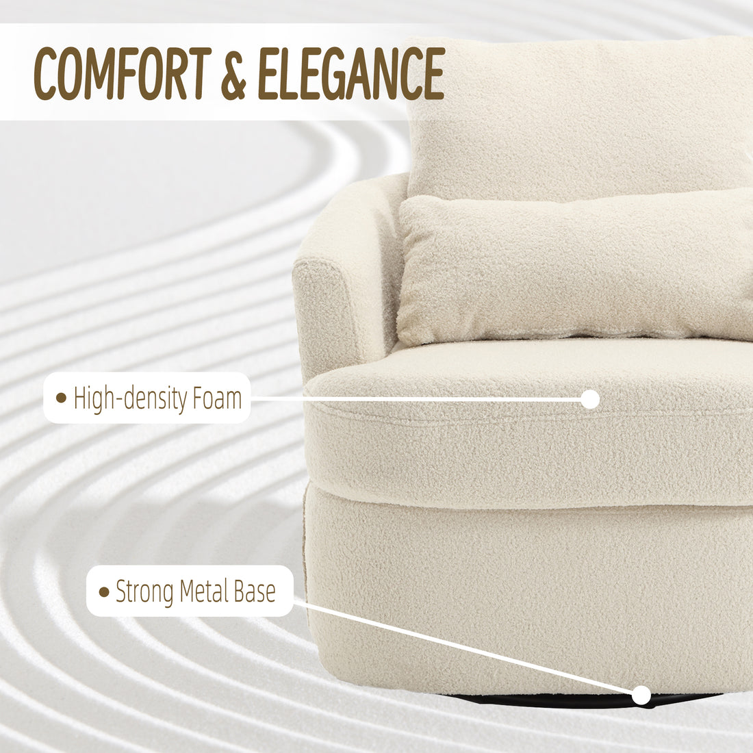 Coolmore Swivel Barrel Chair, Comfy Round Accent Sofa Chair For Living Room, 360 Degree Swivel Barrel Club Chair, Leisure Arm Chair For Nursery, Hotel, Bedroom, Office, Lounge Whiteteddy White Teddy