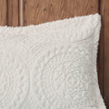 Embroidered Medallion Faux Fur Ultra Plush Comforter Mini Set Twin Ivory Polyester