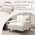 Mirod Elegant Circular Armrests, Ergonomic Lumbar Support, Vintage Roman Column Legs, Luxurious Large Size, Enhances Living Room Aesthetics, For Living Room,Bedroom And Study Beige Boucle