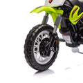 12V Kids Ride On Electric Toy Motorcycle,Rear Suspension,Twist Grip Throttle,Slow Start,Removable Training Wheels,Indie Music Box With Horn And Engine,Simulation Of Dirt Bike Modeling For Kids 3 8. Green 50 99 Lbs Polypropylene