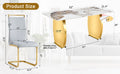 Table And Chair Set, Rock Plate Table Top, Gold Metal Table Legs, Stable And Beautiful, Suitable For Most Home Styles. Modern Simple Dining Table, Comfortable Seating. Grey Gold Seats 6 Sintered Stone