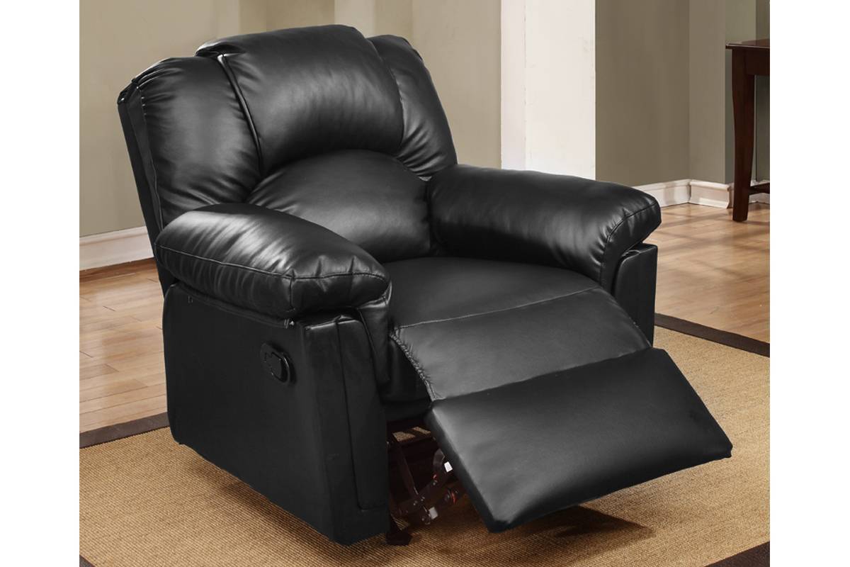 Motion Recliner Chair 1Pc Glider Couch Living Room Furniture Black Bonded Leather Black Primary Living Space Contemporary,Modern Recliners Solid Back Bonded Leather