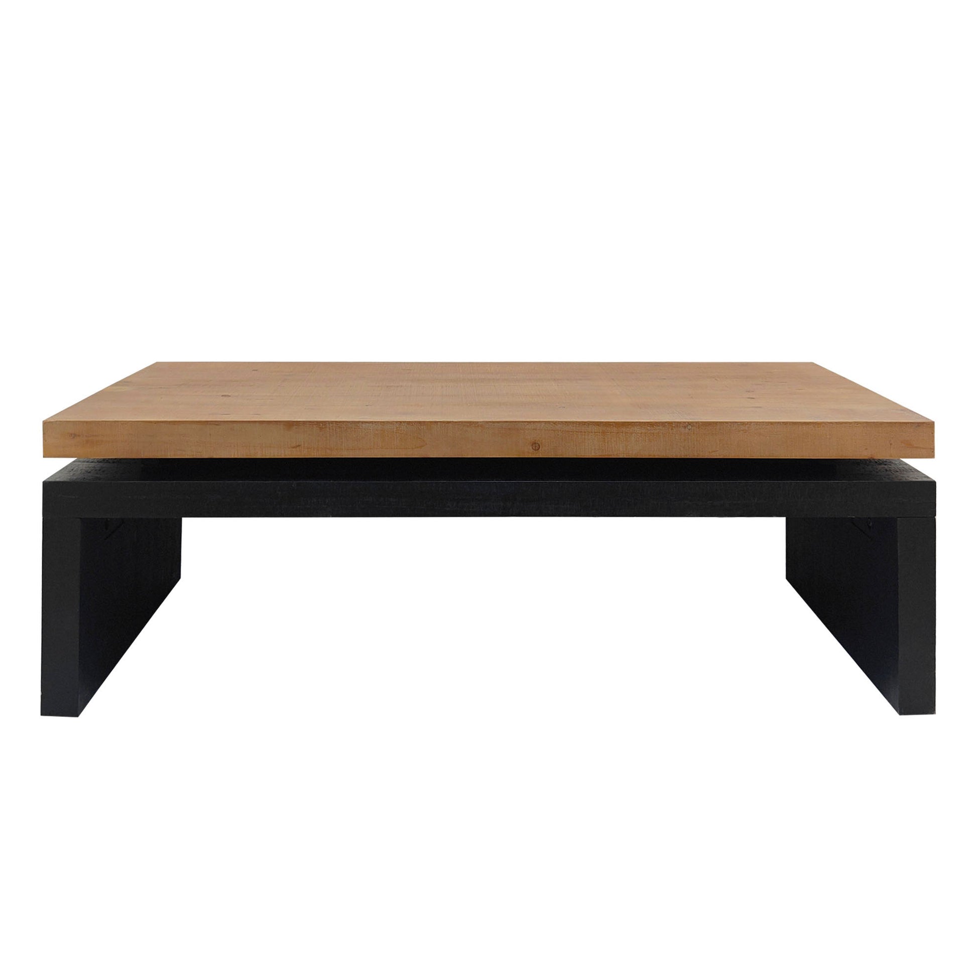 Black And Natural Wood Living Room Table Versatile Coffee Table 2 Tiered Wood Tabletop Table 47.6" L * 23.6" W * 16.3" H Black Natural,Multi,Natural Multi,Natural Wood,Natural Wood Wash Distressed Finish Desk Top Bedroom Antique,Modern,Rustic Fir