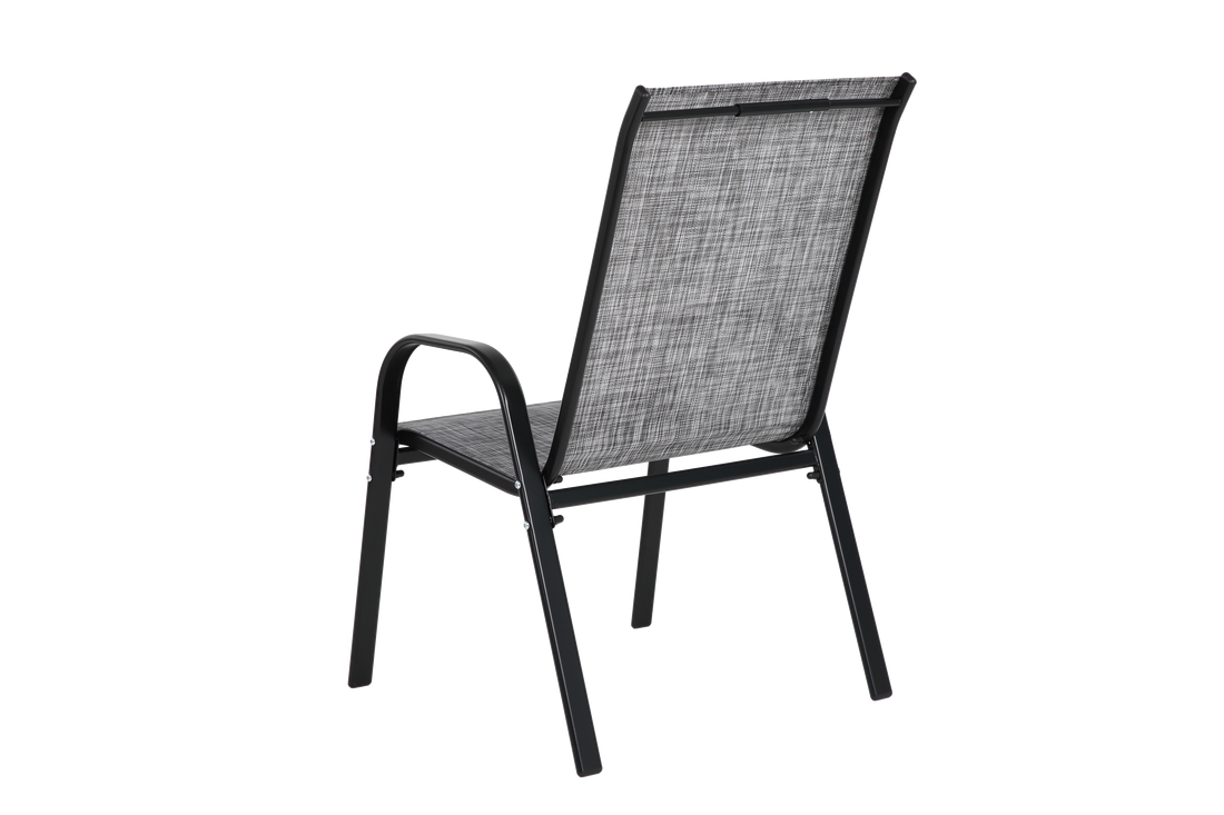 4 Piece Patio Chairs, Outdoor Camping Chairs Withtextilene Fabric, Set Of 2 Garden Chairs With Armrest High Backrest For Garden Patio Pool Beach Yard Space Saving Grey Grey Steel