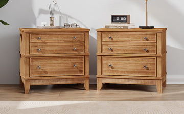 Hazel 3 Drawer Hazel 3 Drawer Side Table For Living Room, Hallway, Entryway, Set Of Two Old Sku:Bs315640Aad Natural Solid Wood