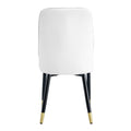 Table And Chair Set.The Table Has A Glass Top With Imitation Marble Pattern Stickers And Stainless Steel Golden Legs. Paried With Chairs With Pu Artificial Leather Backrest Cushions And Black Legs. White Gold Seats 6 Glass Metal