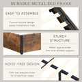 Lift Up Storage Bed Frame, Queen Size Bed Frame With Bookcase Headboard & Led Lights, Wooden Platform Bed Frame With Charging Station, No Spring Box Needed, Rustic Brown Box Spring Not Required Queen Rustic Brown Metal Brown Bedroom Industrial Bed Frame