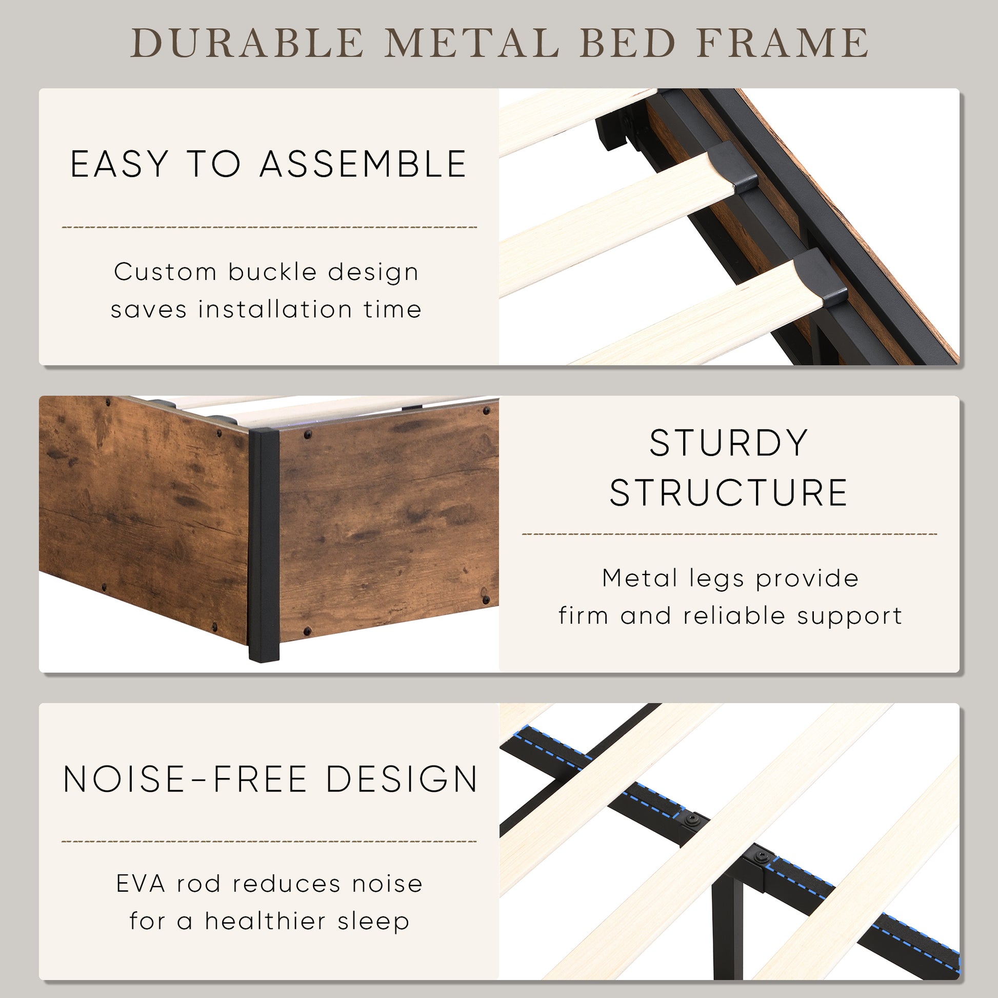 Lift Up Storage Bed Frame, Queen Size Bed Frame With Bookcase Headboard & Led Lights, Wooden Platform Bed Frame With Charging Station, No Spring Box Needed, Rustic Brown Box Spring Not Required Queen Rustic Brown Metal Brown Bedroom Industrial Bed Frame