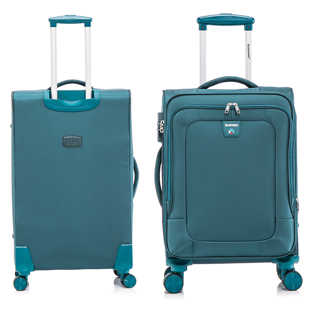 Four Piece Fabric Luggage Set, Expandable Suitcase For Travel, School And Business Trip 20 24 28 32In Dark Green Fabric