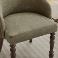 Hand Pulled Buckle Decoration Pu Dining Chair,Accent Leisure Chair, Mid Century Modern Arm Chair With Solid Wood Armrests And Legs, 1 Seat Cushioned Sofa For Living Room Bedroom,Olive Green Color Olive Green Primary Living Space American Design