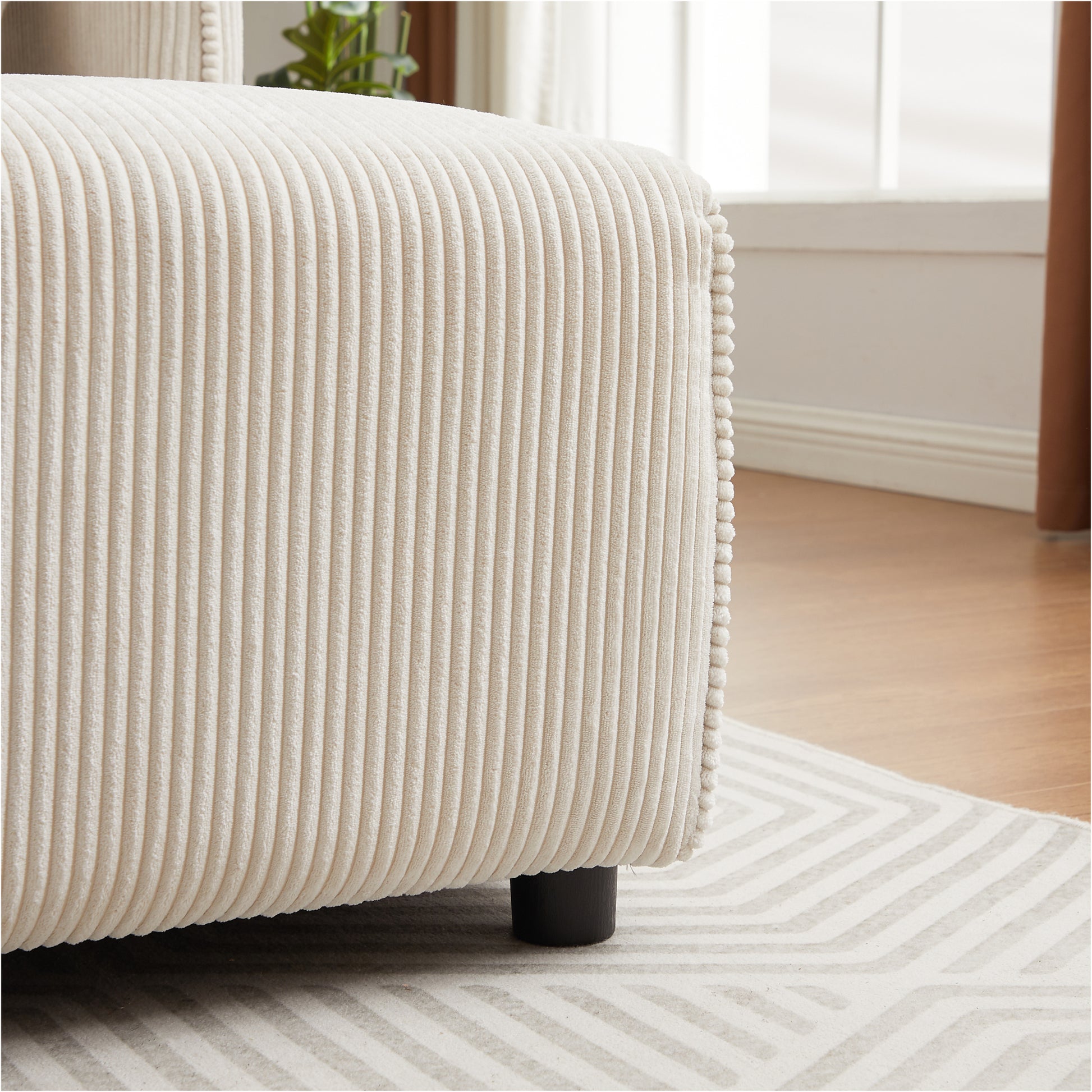 Multi Module Combination Style Sofa For Living Room, Bedroom And Other Lounge Spaces, Modern Minimalist Corduroy Combination Sofa With 2 Comfort Cushions With Usb & C Charging Ports,Beige,Two Sets Beige Foam Fabric 8 Seat