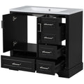 36 Inch Traditional Bathroom Vanity With Resin Sink Combo Set, Black Bathroom Cabinet With Two Doors And Four Drawers Black Bathroom Solid Wood Mdf Resin