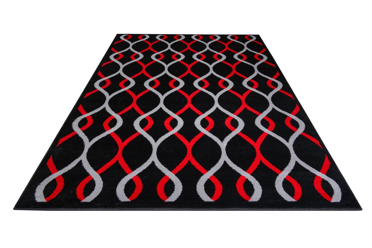 Jersey Area Rugs, Carpets For Livingroom, 5X7 Area Rugs ,3986 Black Red Rectangle 5&7 Black Red Contemporary Abstract Polypropylene