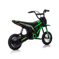 24V14Ah Kids Ride On 24V Electric Toy Motocross Motorcycle Dirt Bike Xxl Large,Speeds Up To 14.29Mph,Dual Suspension, Hand Operated Dual Brakes, Twist Grip Throttle, Authentic Motocross Bike Geometry Green Polypropylene