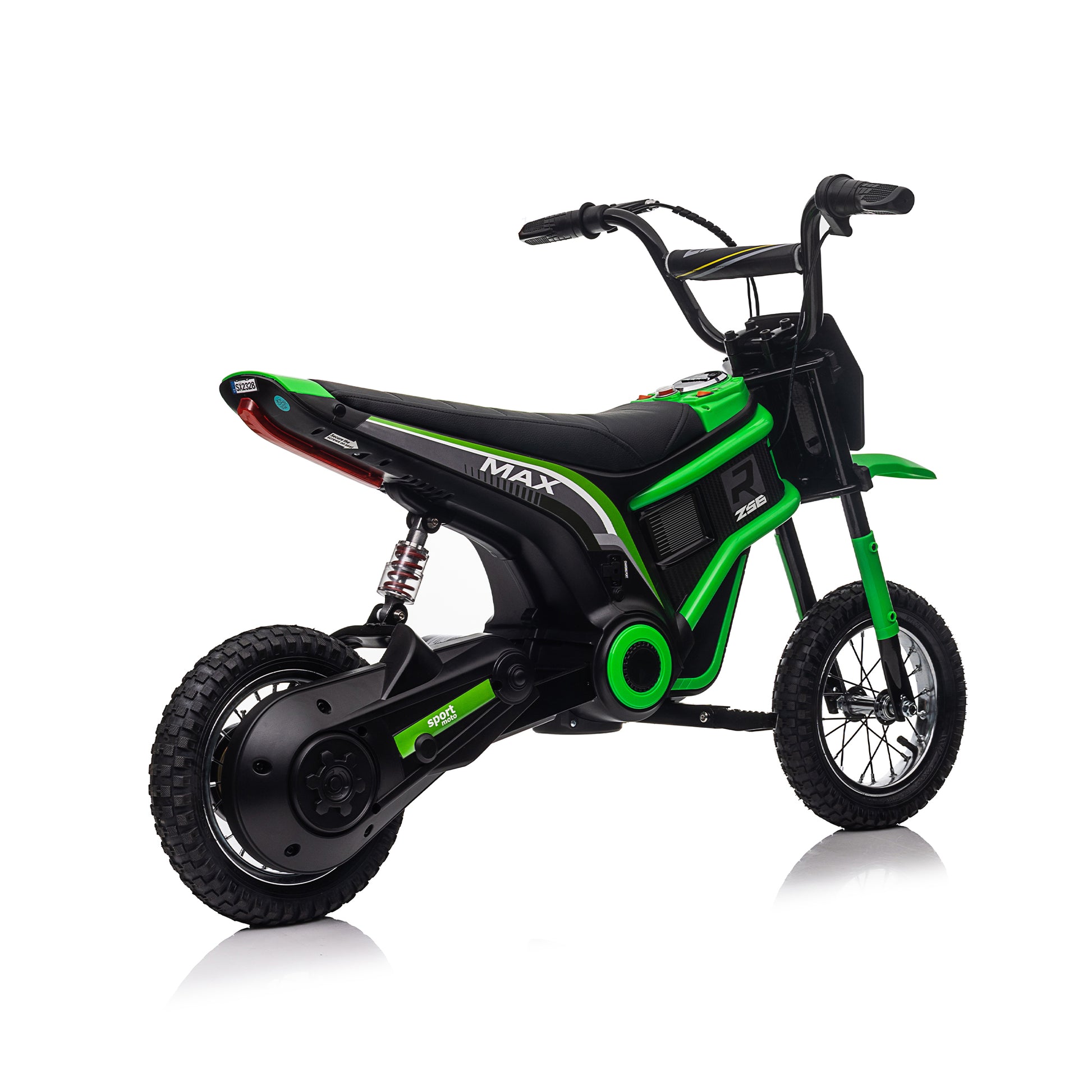 24V14Ah Kids Ride On 24V Electric Toy Motocross Motorcycle Dirt Bike Xxl Large,Speeds Up To 14.29Mph,Dual Suspension, Hand Operated Dual Brakes, Twist Grip Throttle, Authentic Motocross Bike Geometry Green Polypropylene