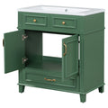 30'' Bathroom Vanity With Resin Sink, Solid Wood Frame Bathroom Storage Cabinet With Soft Closing Doors, Retro Style, Green Same As Sw000118Aaf Green Bathroom Modern Solid Wood Mdf Resin