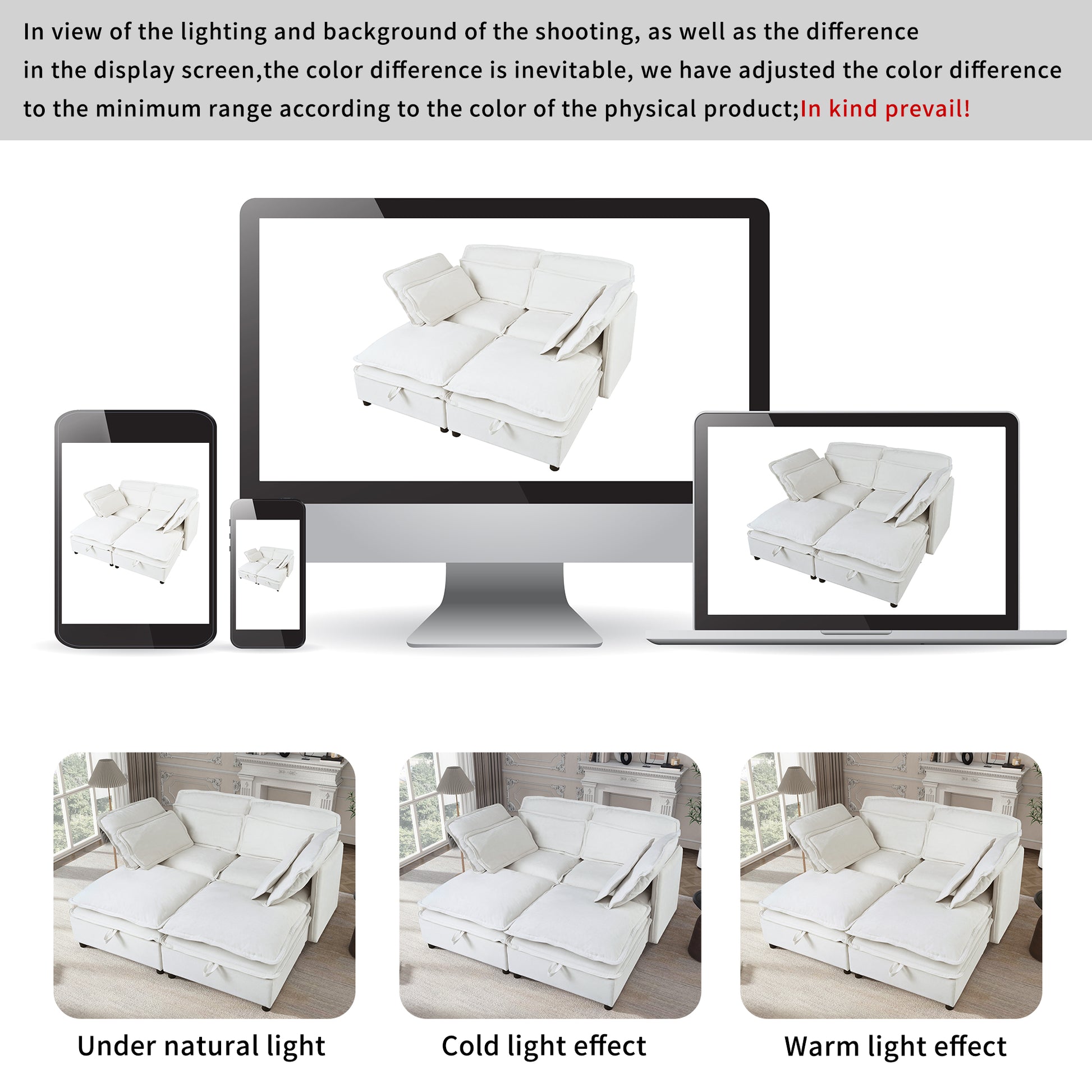 Double Layer Cushion Modular Sofa, Freely Combinable, 4 Seater With Storage Function, Includes 4 Soft Cushions, Perfect For Living Rooms, Offices, And Apartments Beige Polyester 4 Seat