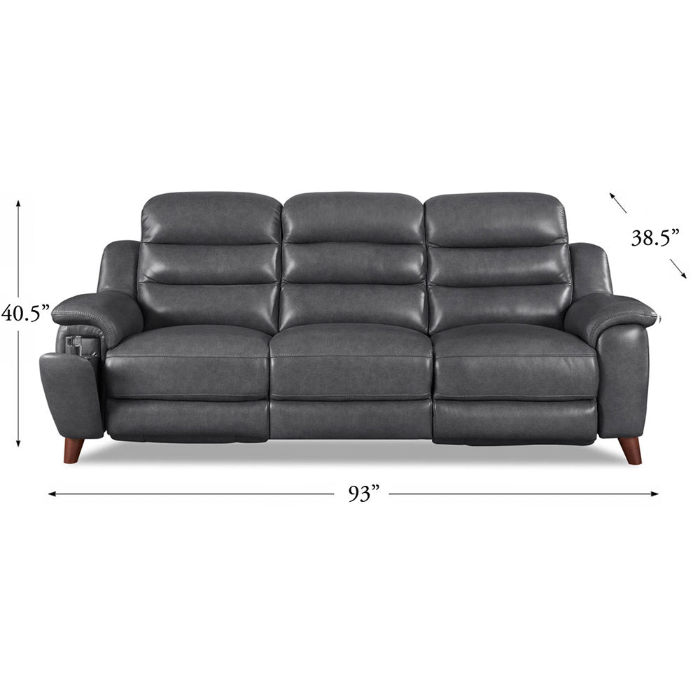 Dream Power Headrest Zero Gravity Reclining Sofa Steel Gray Memory Foam Genuine Leather 3 Seat