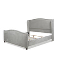 Carmen King Upholstered Wingback Panel Bed Frame, Silver Grey Polyester Box Spring Required King Silver Grey Wood Foam Polyester Polyester