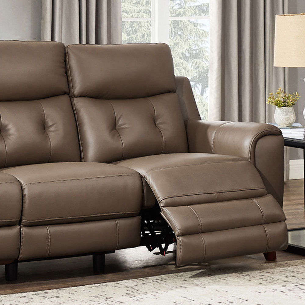 Torino Power Headrest Top Grain Leather Zero Gravity Reclining Sofa Brown Genuine Leather Wood Primary Living Space Medium Firm Tight Back Mid Century Modern Eucalyptus Pillow Top Arms Memory Foam Leather 3 Seat